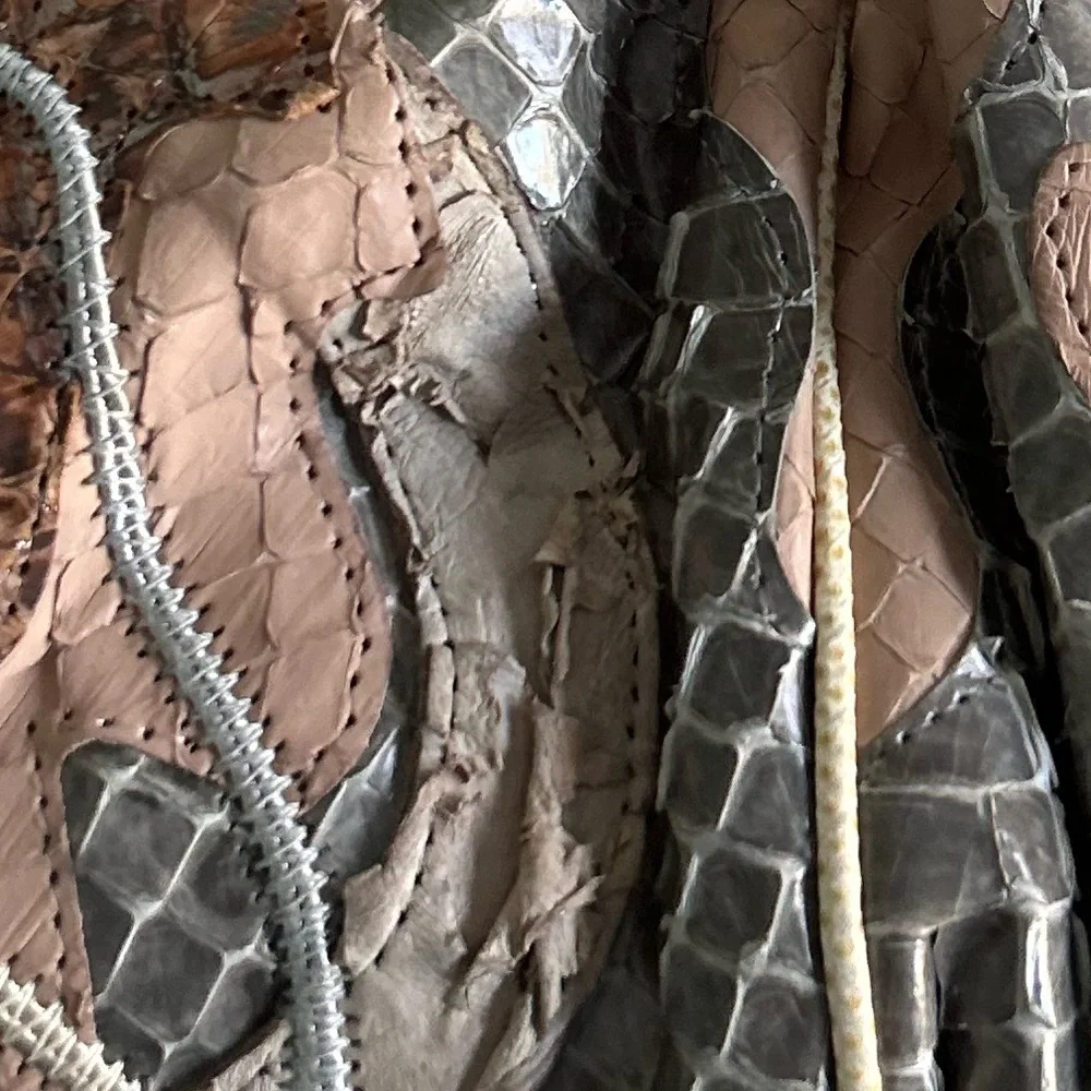 Vintage 80s/90s Carlos fiori, snake skin Crossbody patchwork bag - Picture 12 of 13